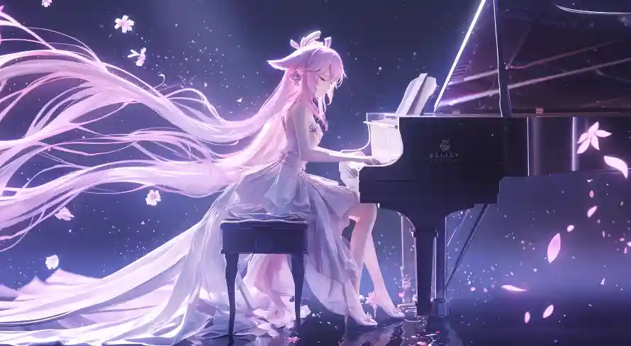 3k插画壁纸-琴-出水芙蓉 - -热门的壁纸「哲风壁纸」