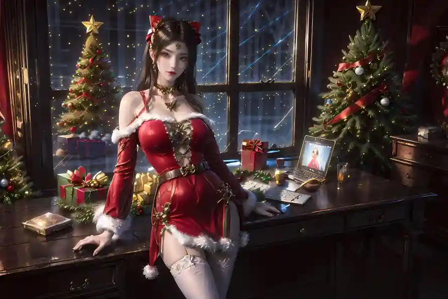 3k美女壁纸-圣诞节 - -热门的壁纸「哲风壁纸」
