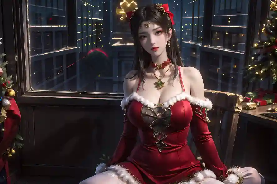 3k美女壁纸-圣诞节与-热门的壁纸「哲风壁纸」