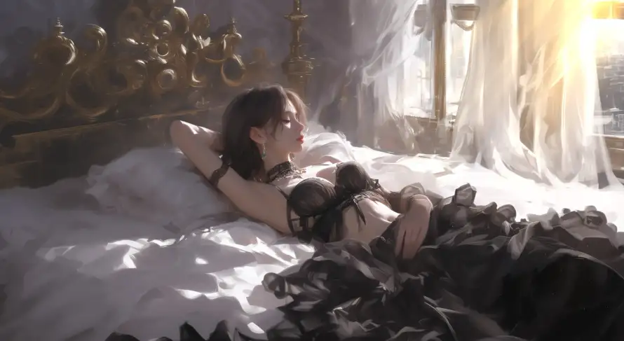 3k公主殿下壁纸-黑裙女孩与睡梦中的美女-壁纸分享「哲风壁纸」