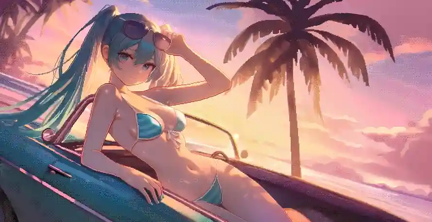 4k初音壁纸-泳衣 - -免费下载「哲风壁纸」
