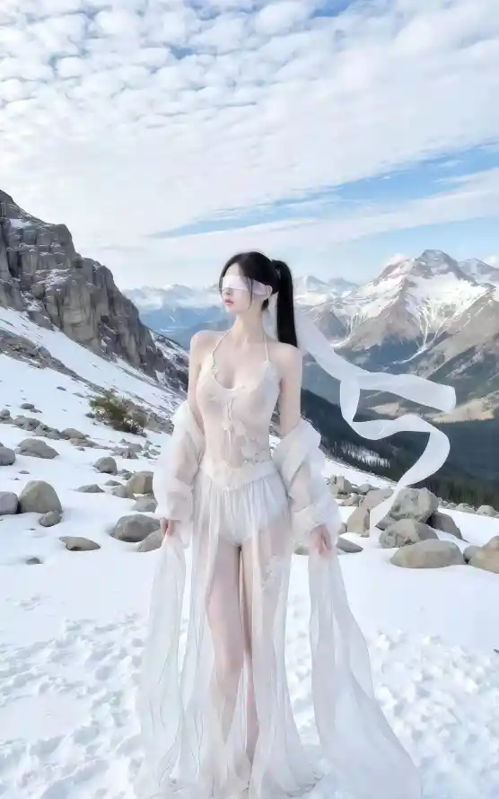 4k清纯壁纸 - 美女 - 雪山 - 雪地写真「哲风壁纸」