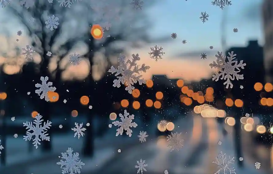 4k冬季壁纸-雪花与夜景-热门的壁纸「哲风壁纸」