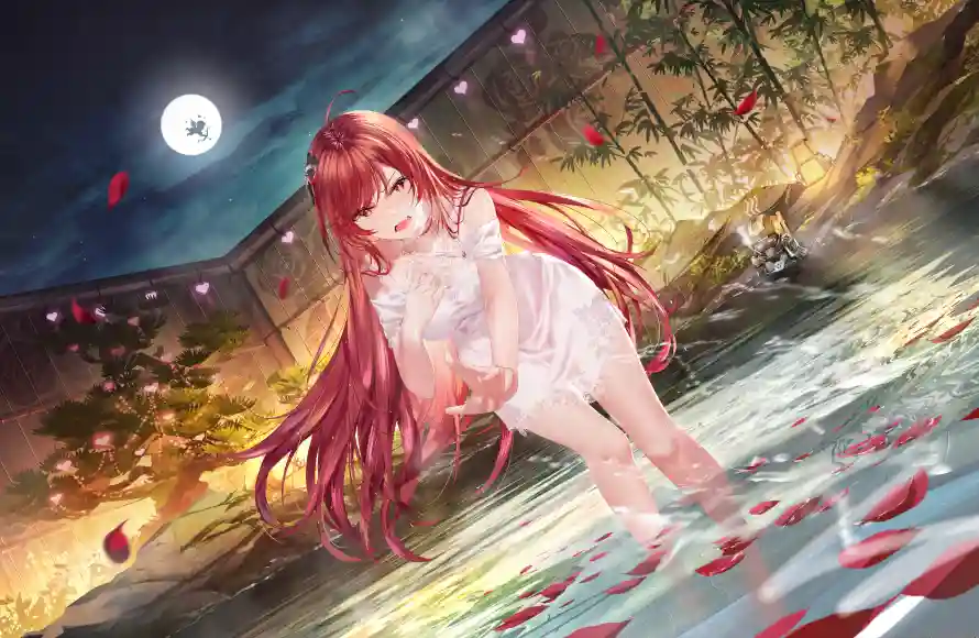 6k动漫壁纸-水中嬉戏和唯美-红发少女壁纸分享「哲风壁纸」
