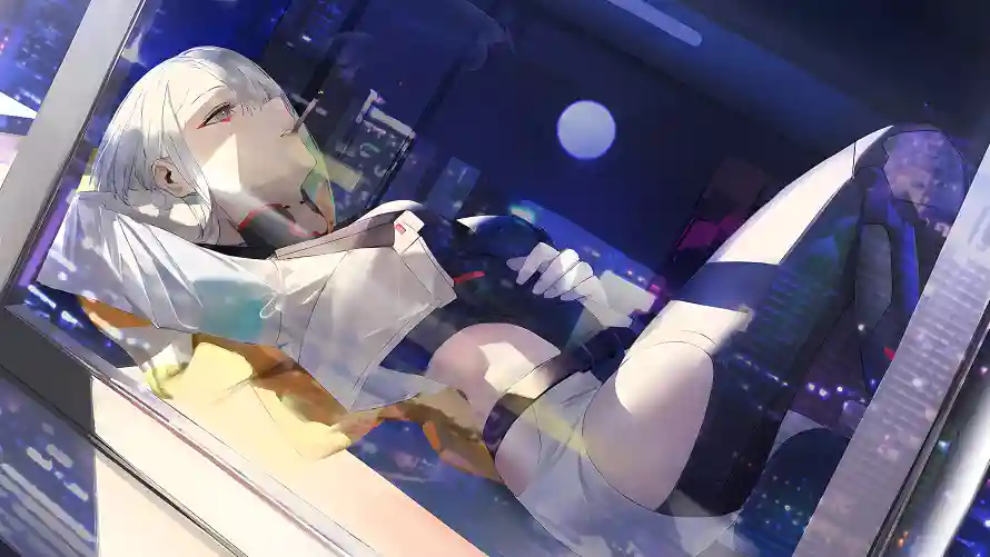 6k唯美壁纸-动漫少女 - 月-慵懒姿态壁纸推荐「哲风壁纸」