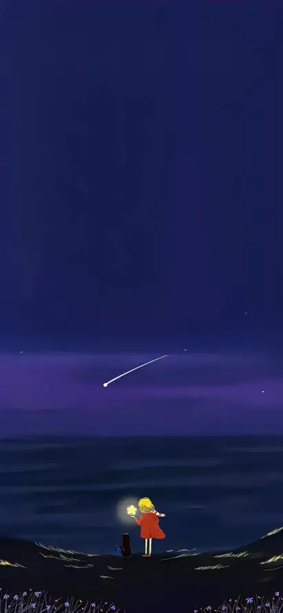 4k唯美壁纸 - 流星 - 二次元 - 小女孩「哲风壁纸」