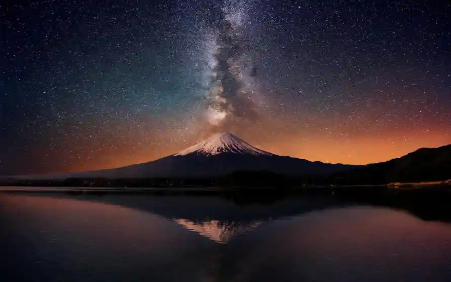 2k夜空壁纸-富士山 - 山水-富士山夜景热门的壁纸「哲风壁纸」