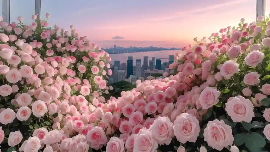 5k玫瑰花壁纸-城市风景和浪漫场景-粉色玫瑰「哲风壁纸」