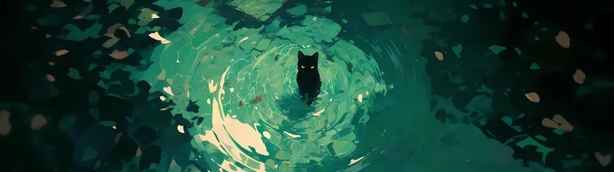 4k孤独壁纸-绿色调壁纸和孤独猫咪-暗夜场景「哲风壁纸」
