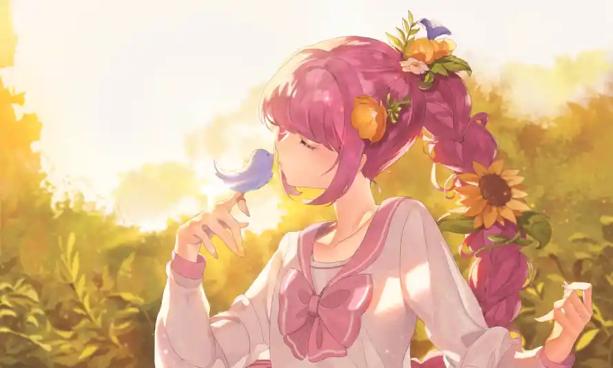 2k女孩壁纸-二次元和蝴蝶-少女插画热门的壁纸「哲风壁纸」