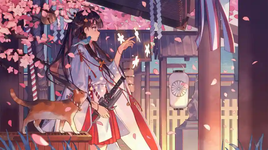 2k女孩壁纸-二次元壁纸和和服少女-和风元素「哲风壁纸」