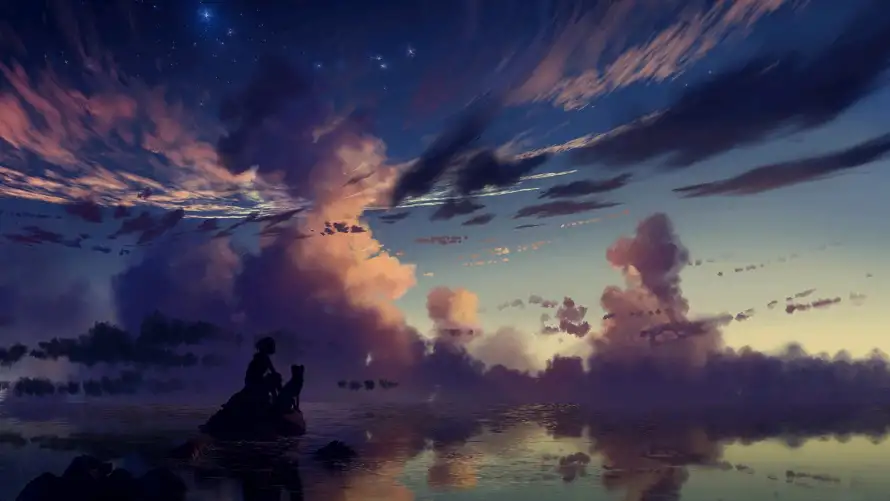 2k场景壁纸-二次元 - 动漫背景-夏夜倒影「哲风壁纸」
