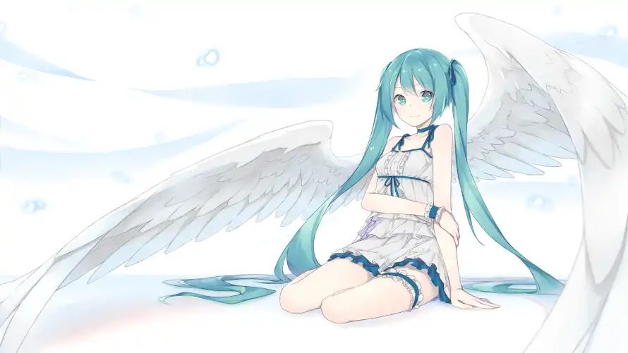 2k初音壁纸-二次元 - 云端翅膀-初音未来「哲风壁纸」