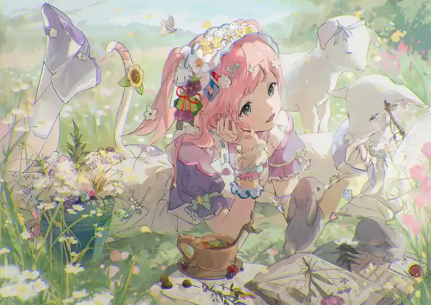 2k女孩壁纸-二次元和动物伙伴-少女插画「哲风壁纸」
