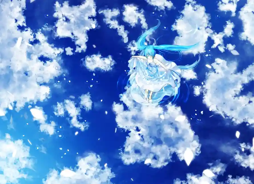 2k初音壁纸-二次元 - 蓝色系-云端幻想壁纸分享「哲风壁纸」