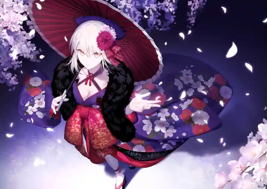 2k二次元壁纸-樱花伞与Fate-冲田总司「哲风壁纸」