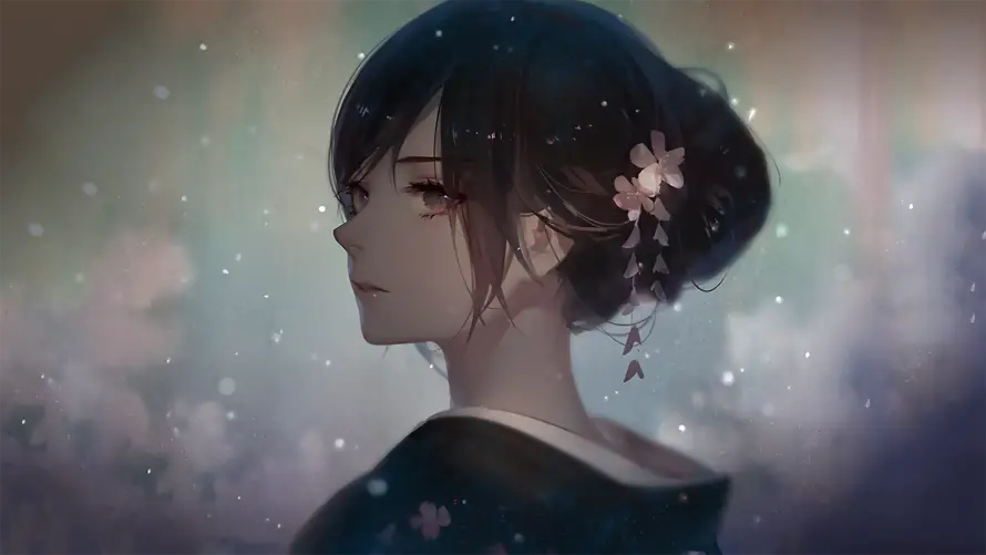 2k女孩壁纸-二次元与和服少女-日系插画「哲风壁纸」