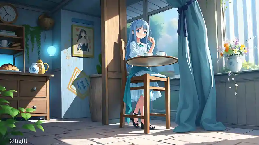 4k安静壁纸 - 少女 - 美丽 - 餐桌「哲风壁纸」