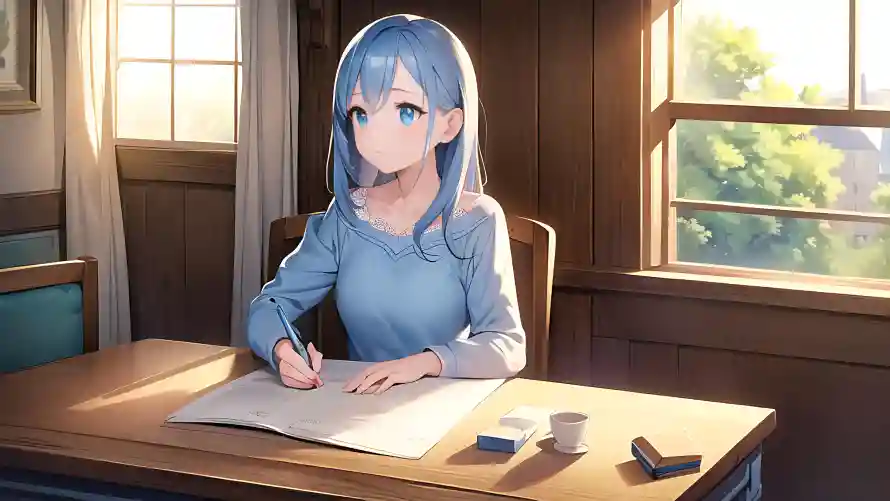 4k安静壁纸 - 书桌 - 少女 - 美丽「哲风壁纸」