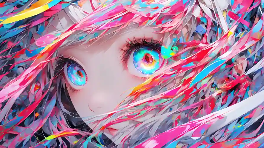 4k动漫壁纸-幻彩眼睛与眼睛-彩色线条热门的壁纸「哲风壁纸」