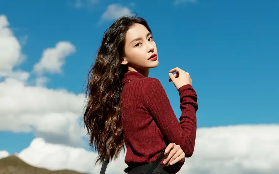 2k美人壁纸-户外风景与美艳-红衣美女壁纸推荐「哲风壁纸」