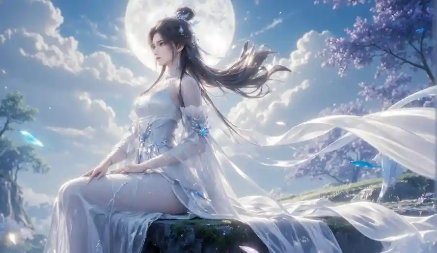 14k云雾壁纸-白衣女子和花海-热门的壁纸「哲风壁纸」