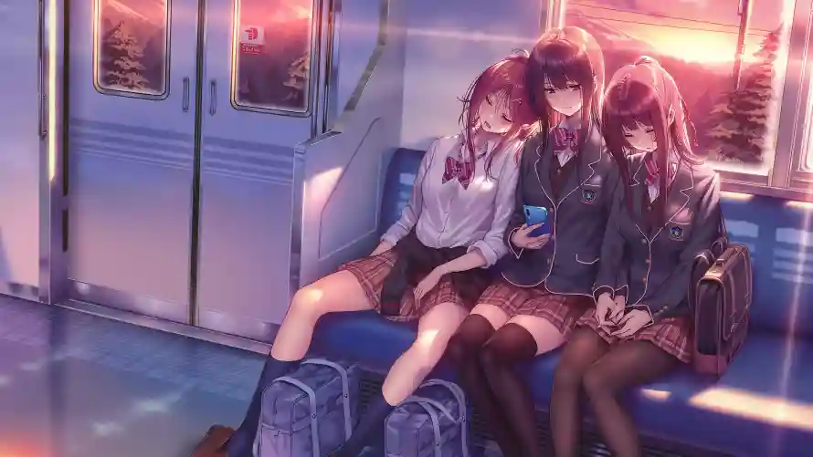 4k女孩壁纸-三人组与二次元-动漫插画免费下载「哲风壁纸」