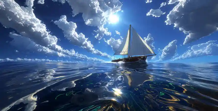 4k自然景观壁纸 - 蓝色大海 - 蓝天大海 - 航海背景「哲风壁纸」