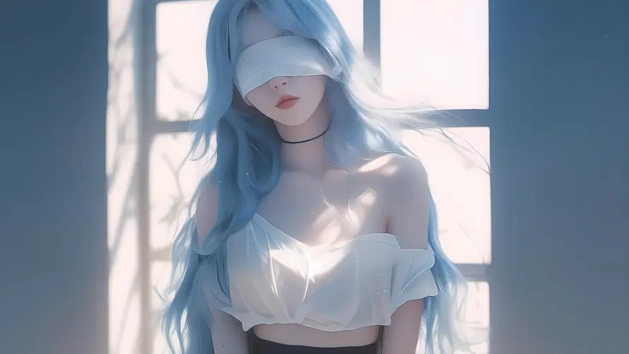 2k美女壁纸-个性美女 - 蒙眼-光影效果壁纸推荐「哲风壁纸」