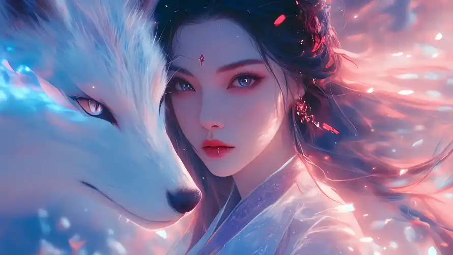 4k白狐壁纸-狐仙传说 - 青丘-玄幻狐仙免费下载「哲风壁纸」