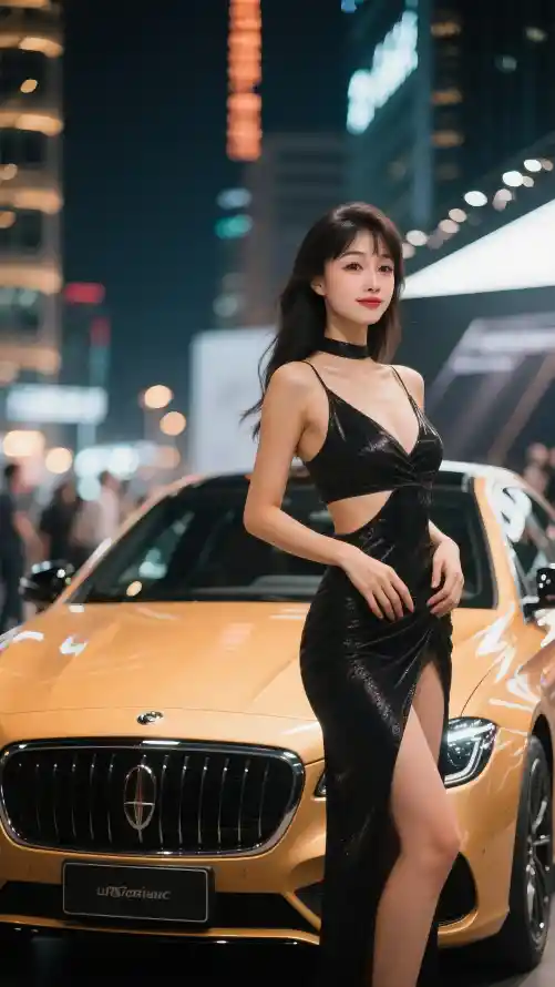 4k美女壁纸 - 车模 - 城市夜景 - 时尚魅力「哲风壁纸」