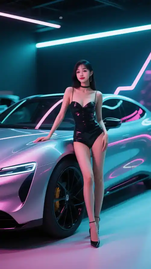 4k美女壁纸 - 车模 - 光影车模 - 时尚车模「哲风壁纸」