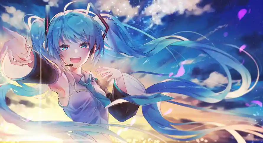2k唱歌壁纸-云端场景壁纸和初音未来-动态插画「哲风壁纸」