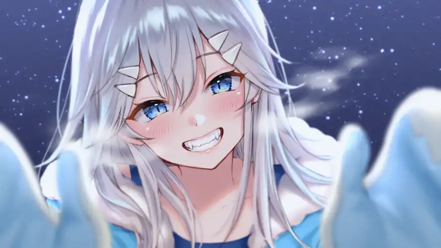 4k艺术壁纸-二次元和星空背景-银发少女「哲风壁纸」