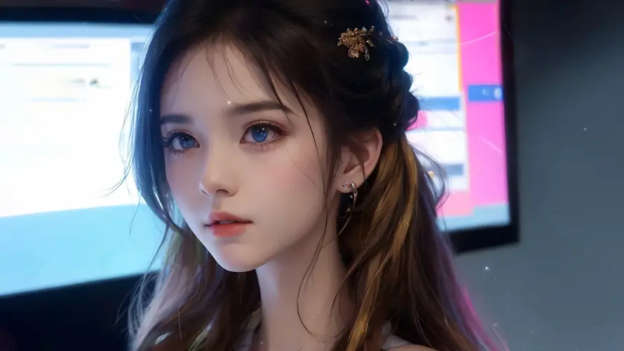 2k少女壁纸-梦幻少女与蓝瞳-蓝瞳少女免费下载「哲风壁纸」