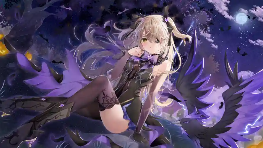 2k翅膀壁纸-少女插画壁纸和黑丝-星空背景壁纸推荐「哲风壁纸」