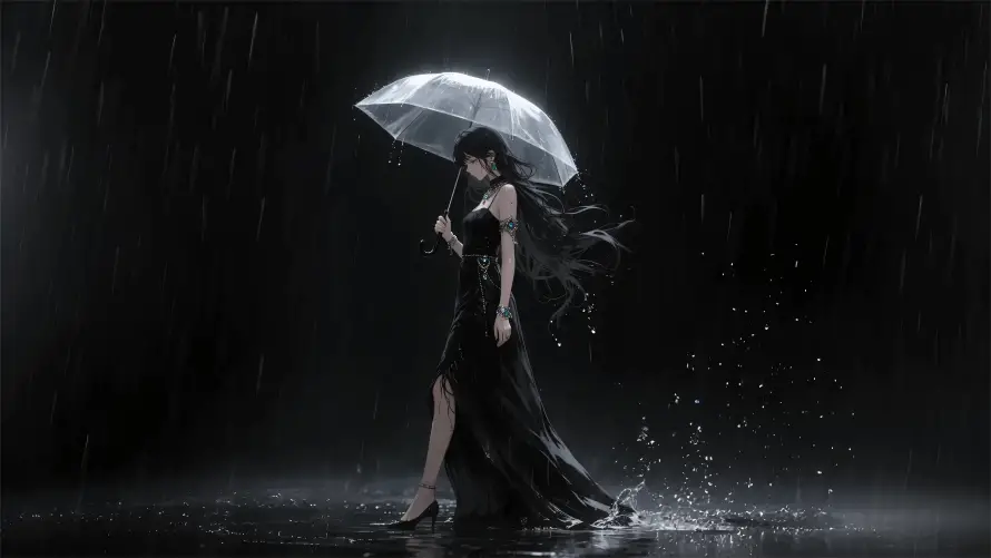 4k女孩壁纸-二次元 - 水花飞溅-长裙女孩「哲风壁纸」