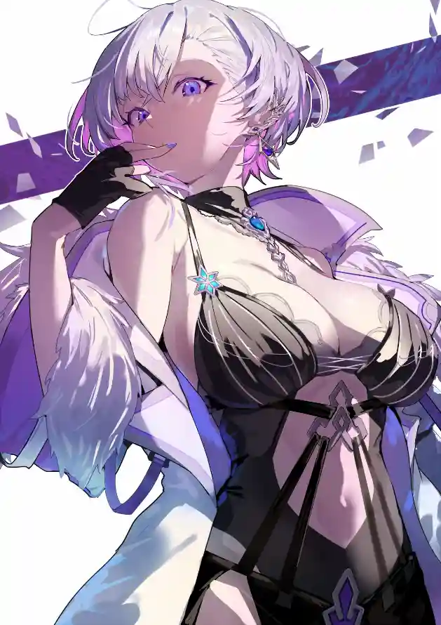 4k美少女壁纸 - 手 - 动漫插画 - 紫眼少女「哲风壁纸」