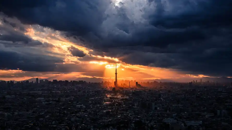 4k夕阳壁纸 - 丁达尔 - 8K城市 - wallpaper「哲风壁纸」