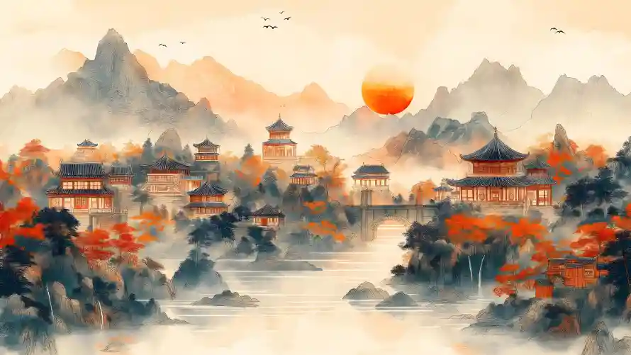 4k水墨意境壁纸 - 国风山水 - 古建写意 - wallpaper「哲风壁纸」