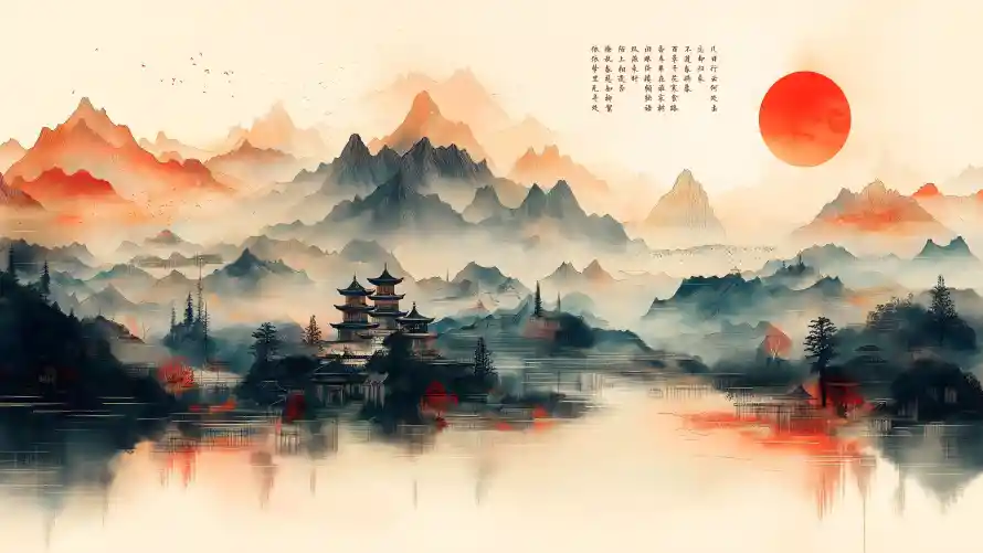 4k国风山水壁纸 - 古建写意 - 水墨诗意 - wallpaper「哲风壁纸」
