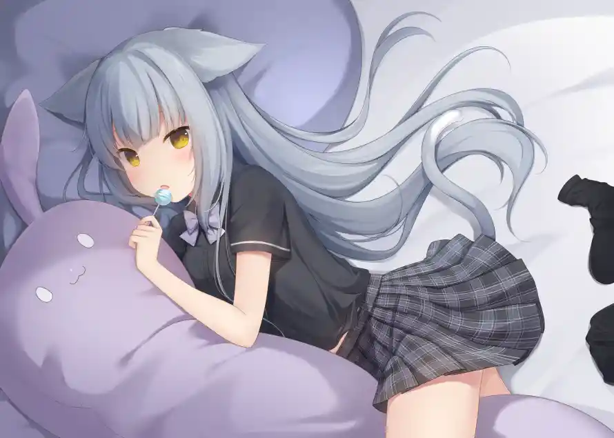 2k二次元壁纸-画师oc和格子裙少女-画师原创OC「哲风壁纸」