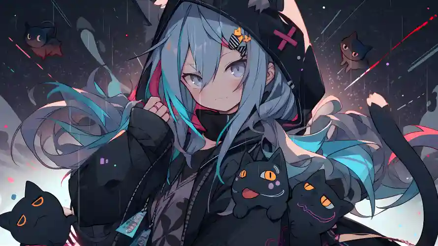15k卡通壁纸-动漫角色壁纸和猫-少女插画壁纸分享「哲风壁纸」