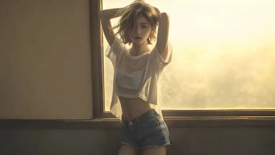 15k人像壁纸-阳光与美女-免费下载「哲风壁纸」