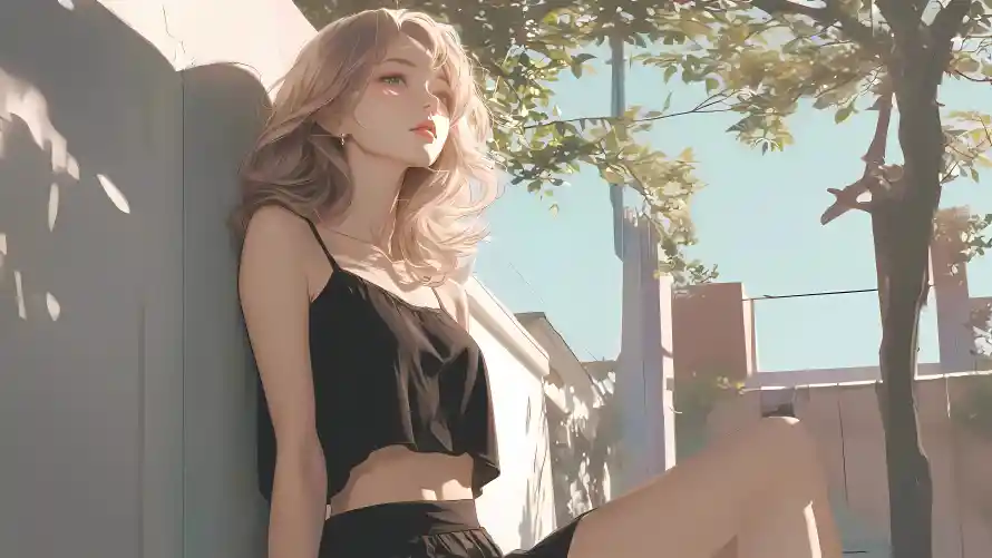 15k美女壁纸-户外街景与阳光-美女写真壁纸分享「哲风壁纸」