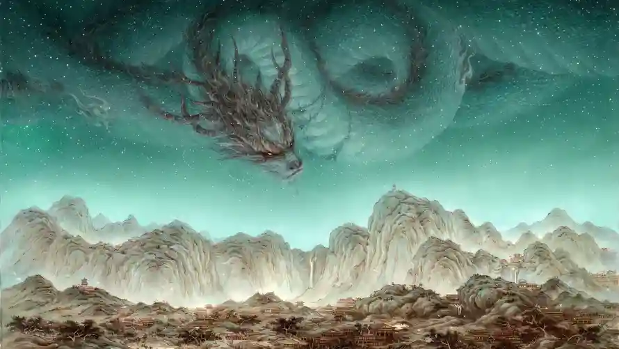 4k传统神话壁纸-国风手绘与国风插画-山水背景「哲风壁纸」