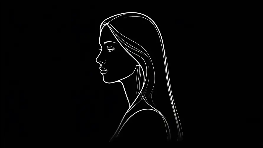 3k侧脸轮廓壁纸-女性侧脸和线条艺术-艺术元素「哲风壁纸」