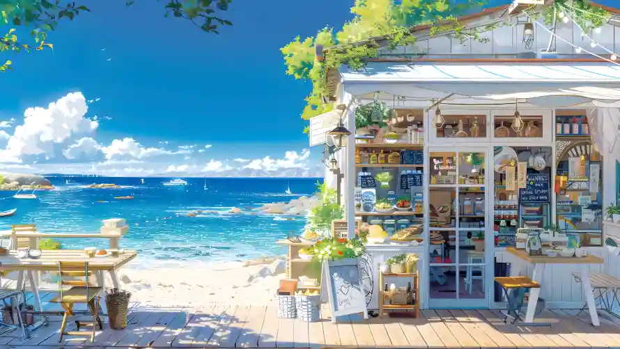 4k夏日海边壁纸-夏日背景与夏日风情-海滨场景「哲风壁纸」