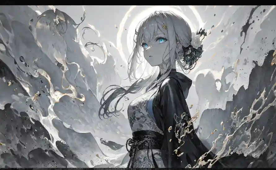 3k少女壁纸-云雾岩石壁纸和光影插画-又旧又新「哲风壁纸」