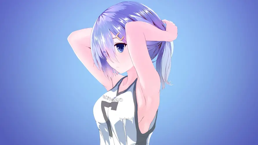 4k蕾姆壁纸-动漫插画和渐变背景-蓝发少女「哲风壁纸」